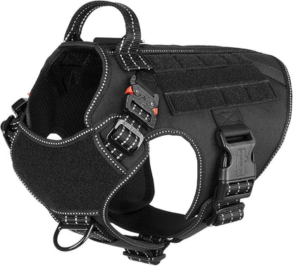 ICEFANG Tactical Dog Harness,Medium Size, 2X Metal Buckle,Working Dog MOLLE Vest with Handle,No Pulling Front Leash Clip,Hook and Loop Panel ICEFANGDIRECT