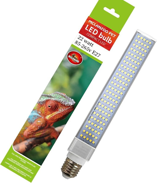 LED Compact Bulb 22W 6500K,Full Spectrum LED Light for Reptiles,Amphibian and Plant Growth,10000H Long Lifespan and Rotate 90°(1.4 * 1.4 * 10in) bestchoiceforyourreptiles