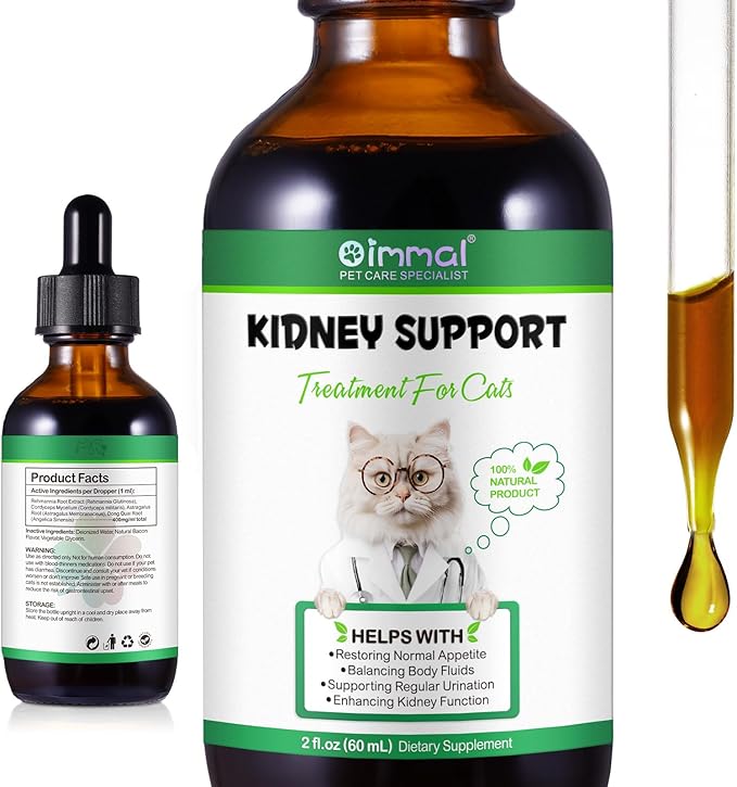 Liver Supplement for Cats, Liver & Kidney Support Drops with Chinese Herbs Rehmannia Glutinosa and Cordyceps Sinensis to Strengthen Liver & Kidneys Support, Pet Health Supplement for Cats - 2 x 60 ml PAWPICO
