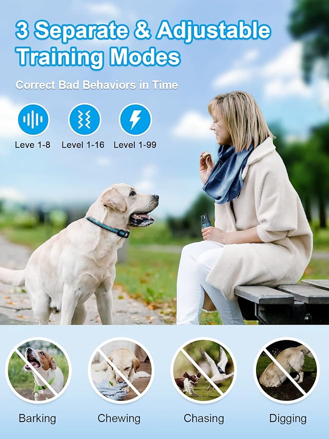 BOUSNIC Dog Shock Collar 2 Dogs (5-120Lbs) - 3300 ft Waterproof Training Collar for Dogs Large Medium Small with Rechargeable Remote, Beep (1-8) Vibration (1-16) and Humane Shock (1-99) Modes BOUSNIC