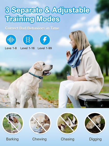 BOUSNIC Dog Shock Collar 2 Dogs (5-120Lbs) - 3300 ft Waterproof Training Collar for Dogs Large Medium Small with Rechargeable Remote, Beep (1-8) Vibration (1-16) and Humane Shock (1-99) Modes BOUSNIC