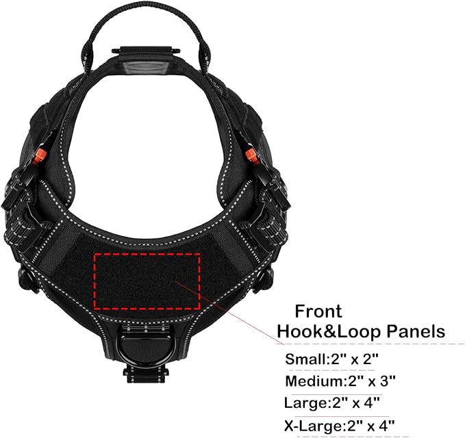 ICEFANG Tactical Dog Harness,Medium Size, 2X Metal Buckle,Working Dog MOLLE Vest with Handle,No Pulling Front Leash Clip,Hook and Loop Panel - PAWPICO