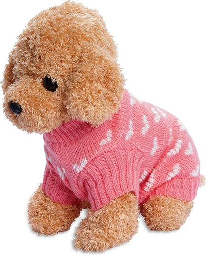 Dxhycc Dog Knitted Sweater Dog Heart Sweater Puppy Sweater Warm Soft Pet Holiday Clothes for Large Cats and Dogs (Pink, L) - PAWPICO