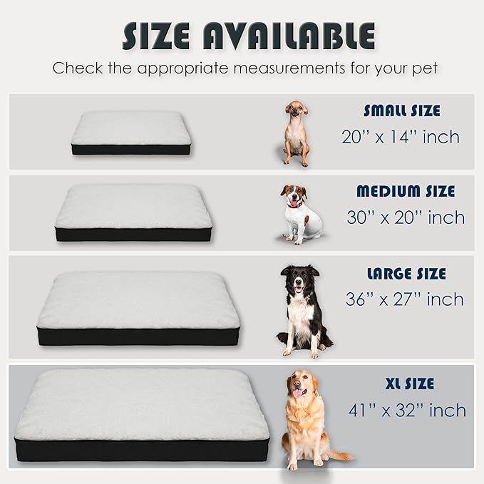 Orthopedic Dog Bed, Memory Foam Revisable Two Side with Washable Removable Cover, Extra Large, 41”x32” - PAWPICO