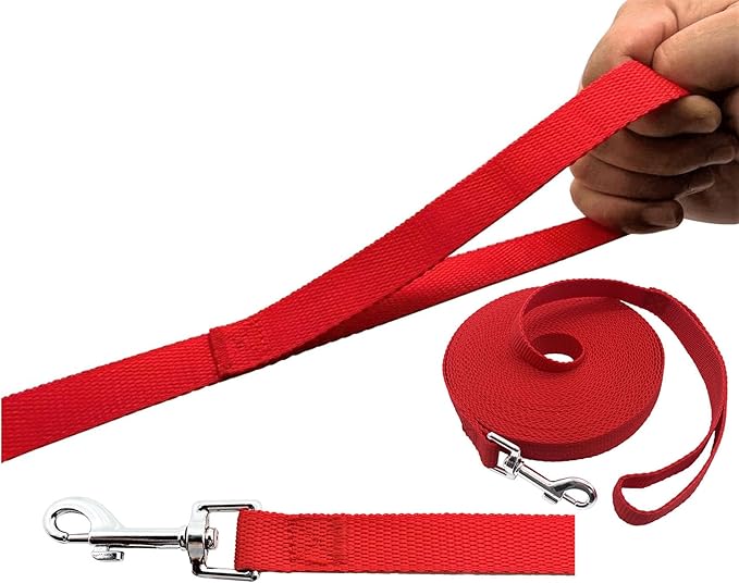 15ft 20ft 30ft 40ft 50ft Long Dog/Puppy Lead Obedience Recall Training Dog Leashes for Small Medium Dogs Camping, Training, Play, or Backyard (Red, 1" x 30FT) PETGOGO