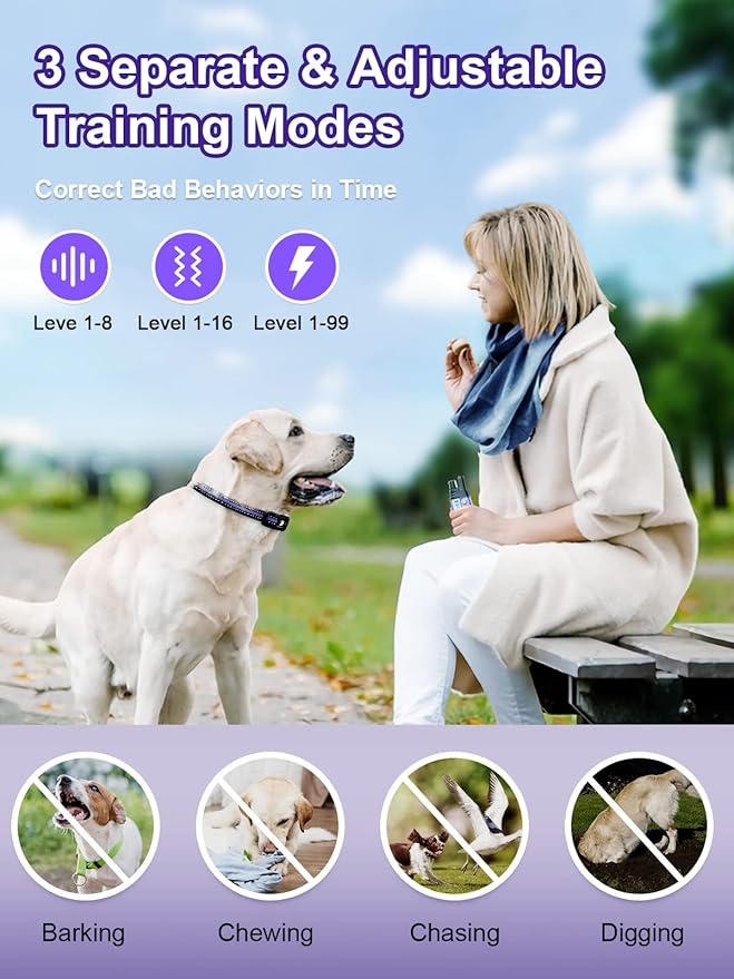 BOUSNIC Dog Shock Collar 2 Dogs (5-120Lbs) - 3300 ft Waterproof Training Collar for Dogs Large Medium Small with Rechargeable Remote, Beep (1-8) Vibration (1-16) and Humane Shock (1-99) Modes BOUSNIC