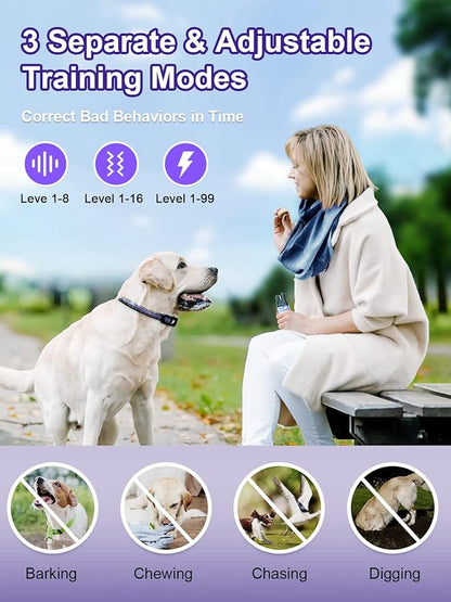 BOUSNIC Dog Shock Collar 2 Dogs (5-120Lbs) - 3300 ft Waterproof Training Collar for Dogs Large Medium Small with Rechargeable Remote, Beep (1-8) Vibration (1-16) and Humane Shock (1-99) Modes BOUSNIC