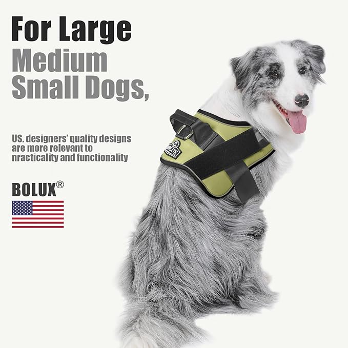 Bolux Dog Harness, No-Pull Reflective Dog Vest, Breathable Adjustable Pet Harness with Handle for Outdoor Walking - No More Pulling, Tugging or Choking Bolux