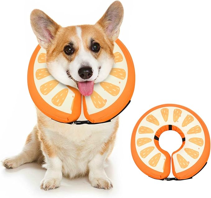 Dog Cone Collar for Small Medium Large Dogs for After Surgery, Pet Inflatable Neck Donut Collar Soft Protective Recovery Cone for Dogs and Cats - Alternative E Collar Does not Block Vision Orange,S MIDOG