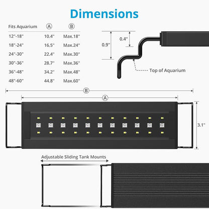 NICREW C10 24/7 LED Aquarium Light for Plants, 48-60 Inches, Full Spectrum Fish Tank Light with Timer, Brightness Adjustable NICREW