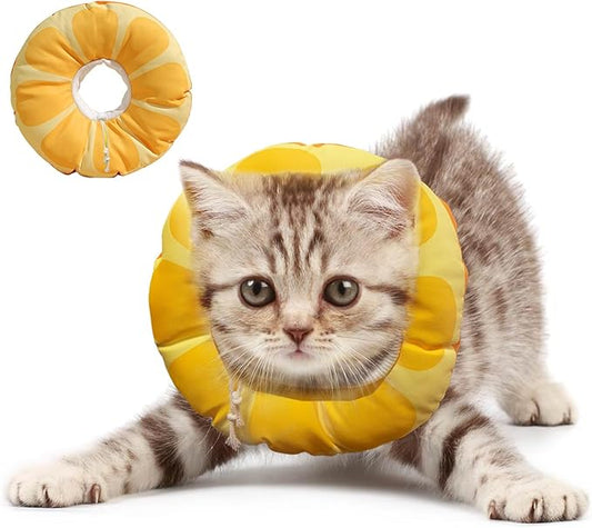 Cat Recovery Soft Collar.Waterproof Soft Recovery Cone Collar. Anti-bite and Anti-Lick Wound Healing Safe Adjustable Elizabethan Collar.(S) PAWPICO