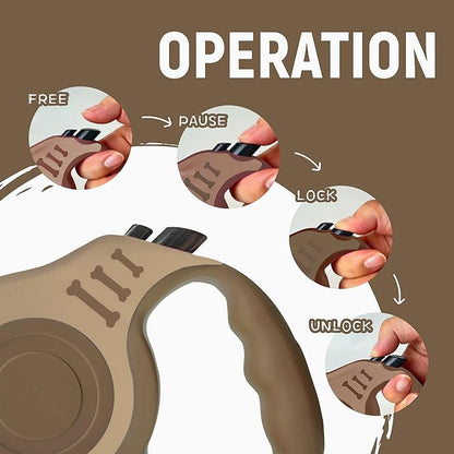 Retractable Dog Leash Automatic Telescopic Tractor Dog Tape, Pet Tape 10/16 FT Durable and Convenient, with Folding Bowl, Dispenser, Rubbish Bags, Suitable for Small and Medium Dogs LIEVUIKEN