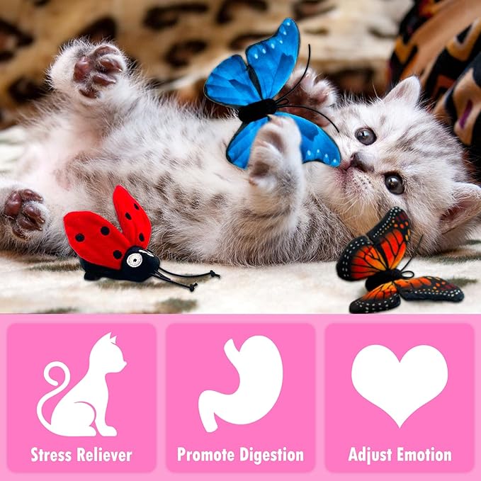 Catnip Toys for Indoor Cats, 5 Pack Butterfly Catnip Toys with Crinkle, Cat Toys for Indoor Cats & Kitten & Kitty - PAWPICO