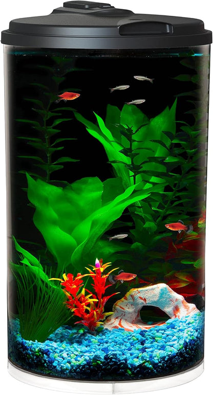 Koller Products Plastic 6-Gallon AquaView 360 Aquarium Kit for Tropical Fish, Betta Fish with LED Lighting and Power Filter Clear, 4-Piece Set DISCOVERTHEEXCITINGWORLDOFKEEPINGTROPICALFISH