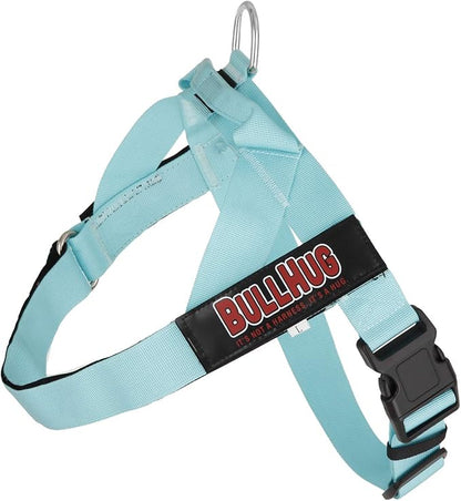 BULLHUG Harness – Made for Larger Chested Dogs Like English Bulldogs, French Bulldogs, Pugs & More. Stops Dogs from Pulling & Choking on Walks (Tiff-Blue, Large) BULLHUG