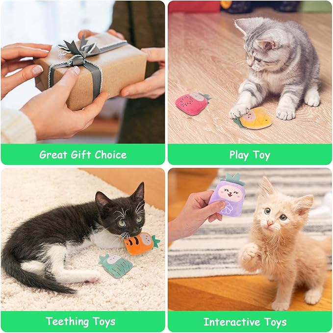 Catnip Toys, Catnip Toys for Cats, Cat Toys with Catnip, Cat Toys for Indoor Cats Kittens, Cat Chew Toy, Cat Pillow Toys for Teeth Cleaning Playing, 6 Pack - PAWPICO