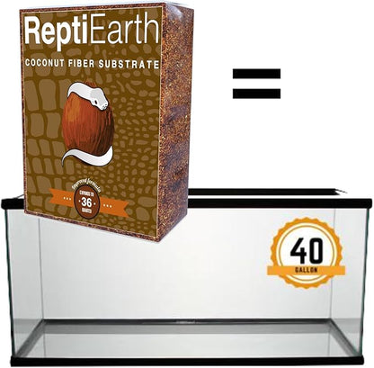 ReptiEarth Reptile Bedding, Fluffy Coconut Fiber Substrate 36 Quart Organic Coco Ready to Use for Bioactive Snake Terrarium, Lizard Tanks with Plants, for Frog, Tarantula or Hermit Crab Habitat (4 Pk) ReptiChipPremiumSubstrate