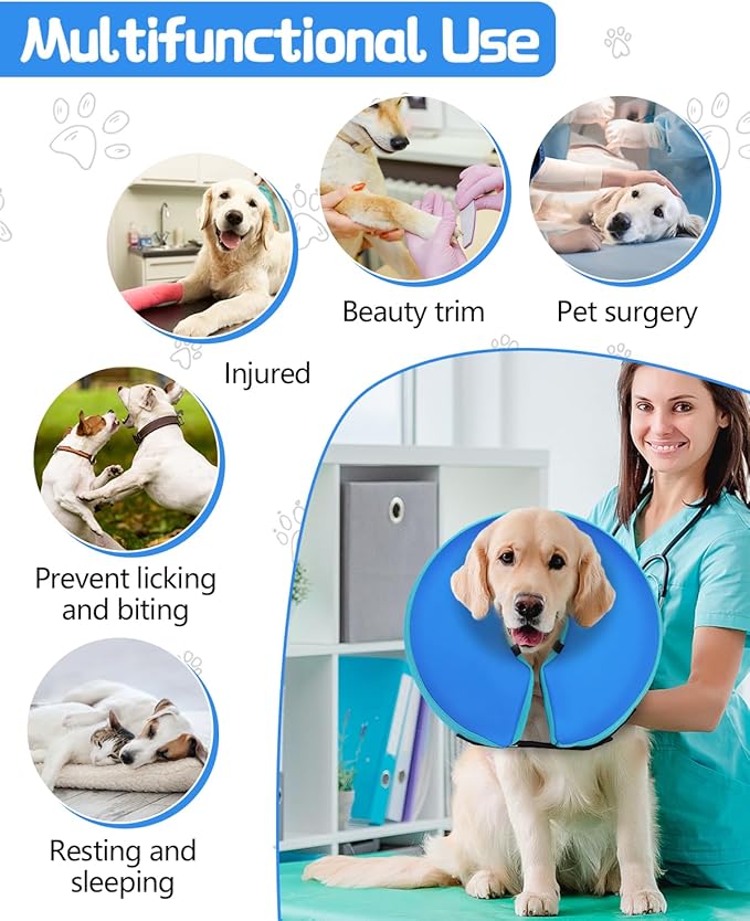 Dog Cone Collar for Small Medium Large Dogs for After Surgery, Pet Inflatable Neck Donut Collar Soft Protective Recovery Cone for Dogs and Cats-Alternative E Collar Does Not Block Vision-GreenBlue,XL MIDOG