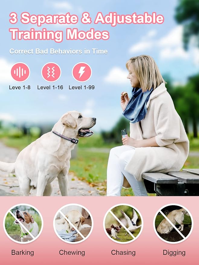 BOUSNIC Dog Shock Collar 2 Dogs (5-120Lbs) - 3300 ft Waterproof Training Collar for Dogs Large Medium Small with Rechargeable Remote, Beep (1-8) Vibration (1-16) and Humane Shock (1-99) Modes BOUSNIC