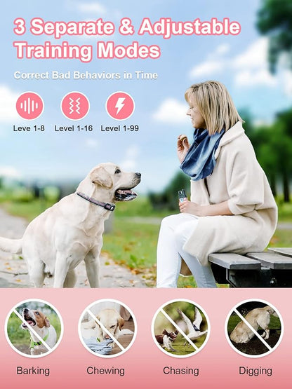 BOUSNIC Dog Shock Collar 2 Dogs (5-120Lbs) - 3300 ft Waterproof Training Collar for Dogs Large Medium Small with Rechargeable Remote, Beep (1-8) Vibration (1-16) and Humane Shock (1-99) Modes BOUSNIC