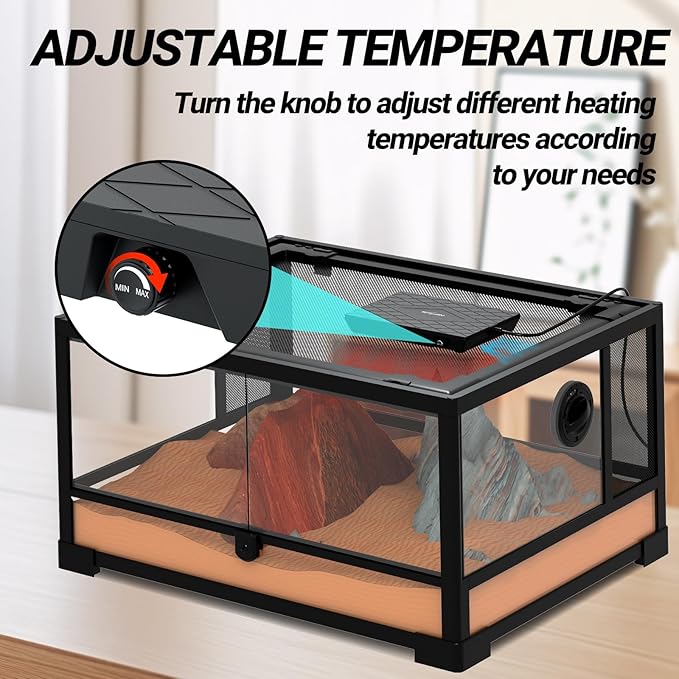 REPTI ZOO Reptile Heat Panel Adjustable Temperature Reptile Heating Plate, Non-Light Heating Solution with Expanded Heating Range for Hermit crabs/Leopard geckos/Turtles/Snakes/Bearded dragons/Lizards REPTIZOO