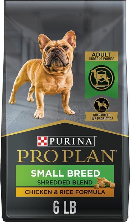 Purina Pro Plan Small Breed Dog Food With Probiotics for Dogs, Shredded Blend Chicken & Rice Formula - 6 lb. Bag - PAWPICO