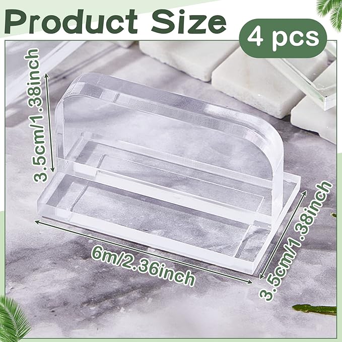Qunclay 4 Pcs Aquarium Lid Handles Acrylic Fish Tank Cover Handles Adhesive Tank Lid Replacement Handle for Aquarium Fish Tank Lid, 2.36 x 1.38 Inch (Transparent) Qunclay