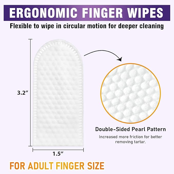 Teeth Cleaning Wipes for Dogs & Cats, Dental Care Finger Wipes, Remove Plaque, Tartar & Bad Breath, Disposable Gentle Cleaning & Gum Care Pet Wipes, No-Rinse Dog Finger Toothbrush, 50 Counts Pjordo