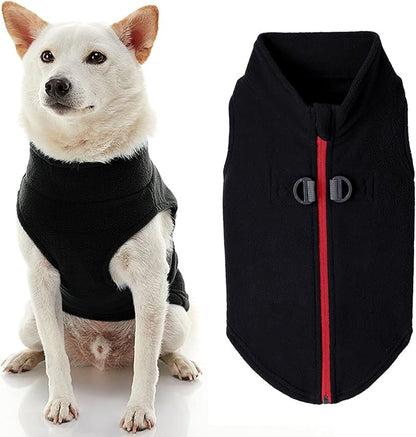 Gooby Zip Up Fleece Dog Sweater - Black, X-Small - Warm Pullover Fleece Step-in Dog Jacket with Dual D Ring Leash - Winter Small Dog Sweater - Dog Clothes for Small Dogs Boy and Medium Dogs - PAWPICO