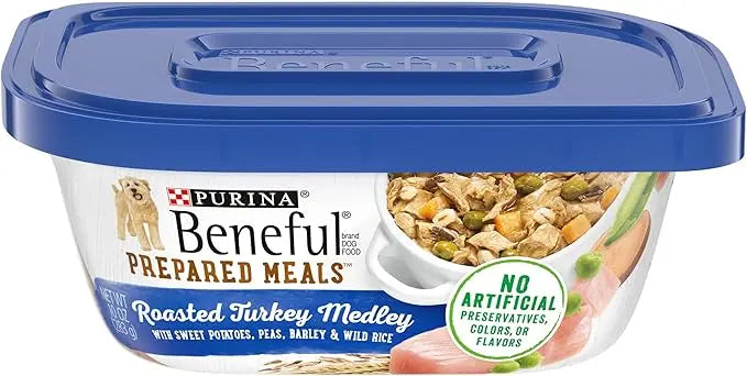 Purina Beneful Gravy Wet Dog Food, Prepared Meals Roasted Turkey Medley - (8) 10 oz. Tubs - PAWPICO