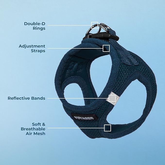 Voyager Step-in Air Dog Harness - All Weather Mesh, Reflective, No Pull Harness for Small, Medium Dogs, Cats - Secure with Hook & Loop Fastener, Buckle, Double D-Rings - Blue, M BestPetSuppliesLLC