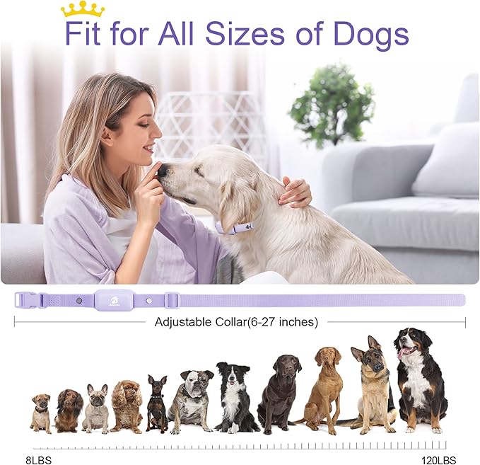 Bousnic Shock Collar for Dogs - Waterproof Rechargeable Dog Electric Training Collar with Remote for Small Medium Large Dogs with Beep, Vibration, Safe Shock Modes (8-120 Lbs) (Purple) - PAWPICO