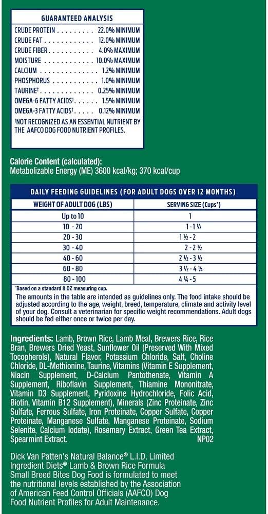 Natural Balance Limited Ingredient Small-Breed Adult Dry Dog Food with Healthy Grains, Lamb & Brown Rice Recipe, 12 Pound (Pack of 1) - PAWPICO