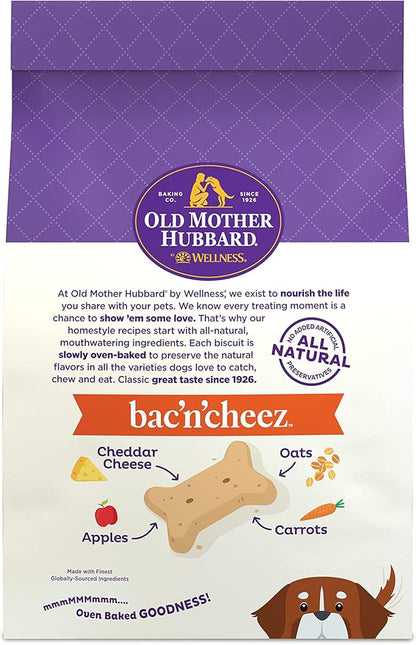 Old Mother Hubbard by Wellness Classic Bac'N'Cheez Natural Dog Treats, Crunchy Oven-Baked Biscuits, Ideal for Training, Large Size, 3 Pound (Pack of 1) - PAWPICO