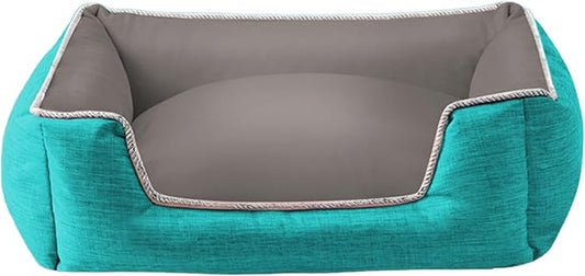 Dog Bed with Sides for Medium Dogs and Large Dogs, Soft & Fluffy, All Seasons, Fully Removable & Washable Dog Bed, Luxury, Stylish, Cozy, Comfy, Warm(Blue+Gray, L) - PAWPICO
