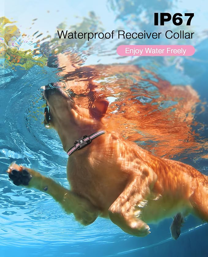 Bousnic Dog Shock Collar - 3300Ft Dog Training Collar with Remote for 5-120lbs Small Medium Large Dogs Rechargeable Waterproof e Collar with Beep (1-8), Vibration(1-16), Safe Shock(1-99) (LightPink) BOUSNIC