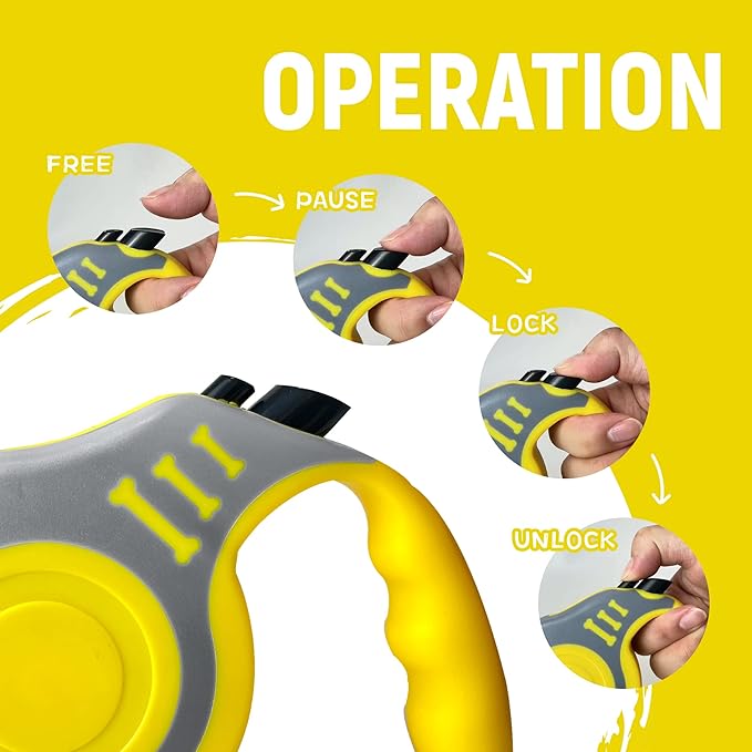 Retractable Dog Leash Automatic Telescopic Tractor Dog Tape, Pet Tape 10/16 FT Durable and Convenient, with Folding Bowl, Dispenser, Rubbish Bags, Suitable for Small and Medium Dogs LIEVUIKEN