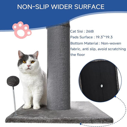 Cat Craft Bobcat Cat Scratching Post for Indoor Cats, Tall Cat Scratch Post, Carpet Cat Scratching Post with Replaceable Toys, Sturdy Base, Large, Gray - PAWPICO