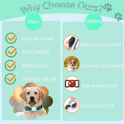 SANKALA Airtag Dog Collar Holder, [1 Pack] Waterproof Dog Airtag Holder, Silicone Full Body Covered Anti-Lost Protective Apple Air Tag Holder for Pet Collar - Fits All Width Collars, Mint Green SANKALA