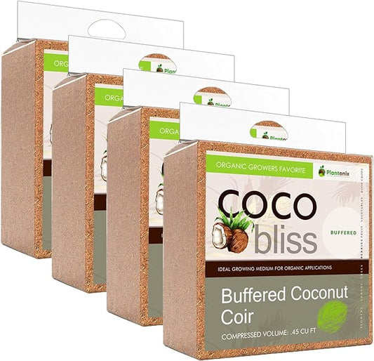 Buffered Coco Bliss (40lbs) - 100% Buffered Coco Coir - Organic Coco Coir for Plants, Garden Soil, & Potting Mixes - Coconut Fiber Substrate Mixes with Potting Soil for Indoor Plants & Outdoor Plants Plantonix