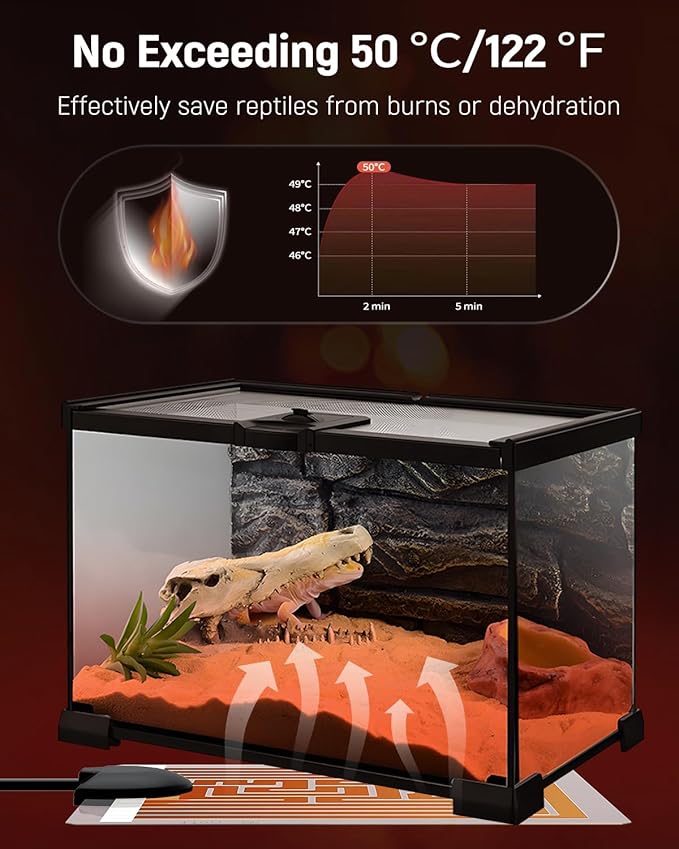 Pawfly 5 W Reptile Heat Pad 6 x 5.5 Inch Reptile Heating Pad Under Tank Terrarium Safe Fast Heating Mat Heat Mat for Turtles Frogs Snakes Lizards Geckos Hermit Crabs Spiders & Other Reptiles Pawfly