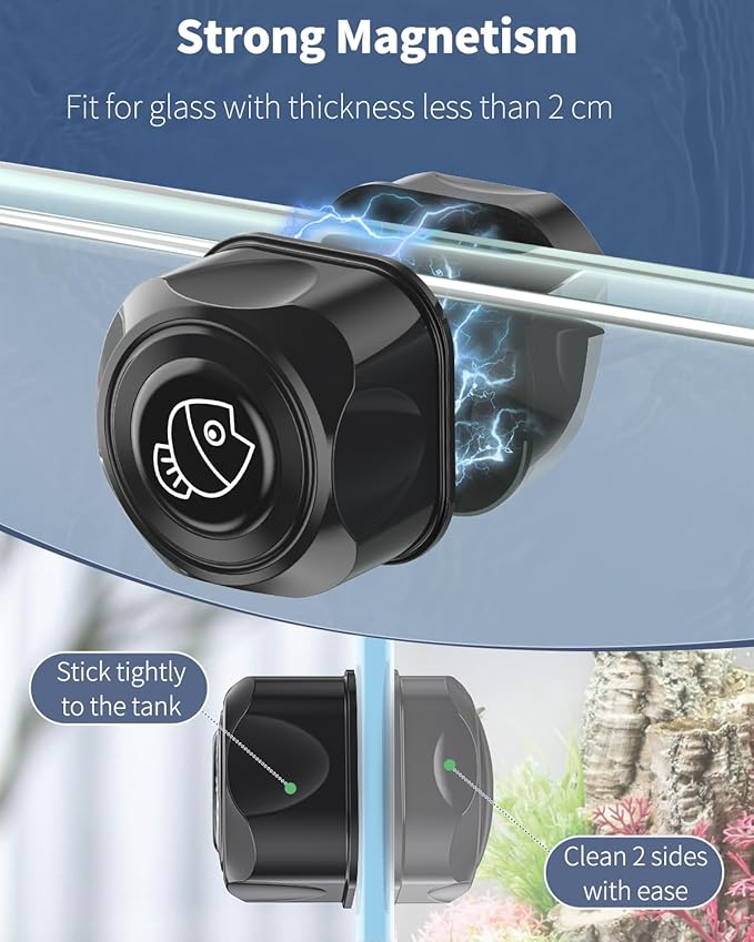 Pawfly Aquarium Magnetic Brush Fish Tank Cleaner for Acrylic & Plastic Aquariums 1.8 Inch Mini Soft Fluff Scrubber Pads Floating Dust Cleaning Tool for 4/5 Inch Thick Fish Tank up to 30 Gallons Pawfly