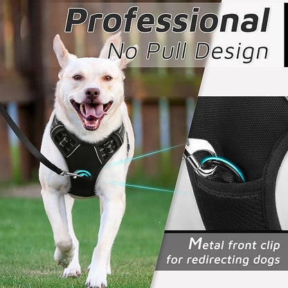 Eagloo Dog Harness Small Sized Dog, No Pull Service Vest with Reflective Strips and Control Handle, Adjustable and Comfortable for Easy Walking, No Choke Pet Harness with 2 Metal Rings, Black, S GoExplorewithEagloo