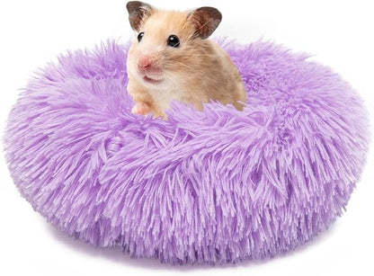 Chinchilla Bed Purple for Cage Fluffy Round Beds for Small Animals Washable Anti Slip 11.8 inch - PAWPICO