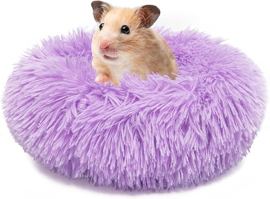 Chinchilla Bed Purple for Cage Fluffy Round Beds for Small Animals Washable Anti Slip 11.8 inch - PAWPICO