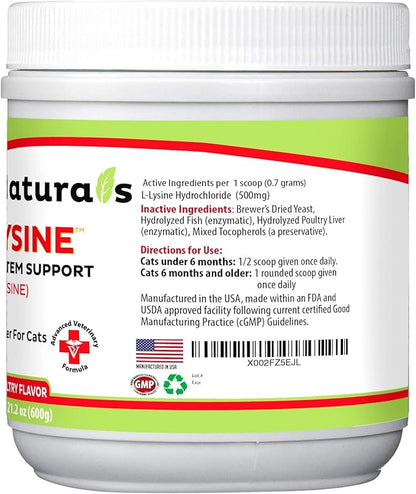 Trulysine L-Lysine for Cats Immune Support Oral Powder 21.2oz/600g - Cats & Kittens of All Age, Sneezing, Runny Nose Squinting, Watery Eyes-Fish & Poultry Flavor (U.S.A)(600 Grams (500mg / Scoop)) Pet+Health+Pharma