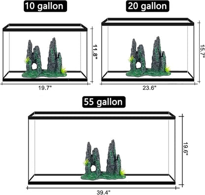 Aquarium Decoration for Fish Tank Rock Cave Aquarium Ornament Aquarium Mountain View Stone Ornaments Aquarium Decor Tree House Cave Fish Tank Decoration - Small VMCN