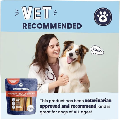 Pawstruck Natural 3-5" Bully Sticks for Small Dogs & Puppies – Single Ingredient, Low Odor & Rawhide-Free Chew Treat Bones - 100% Real Beef No Artificial Preservatives - 8 oz Bag - Packaging May Vary - PAWPICO