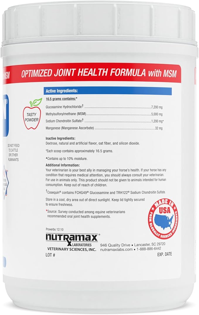 Nutramax Cosequin Optimized with MSM Joint Health Supplement for Horses - Powder with Glucosamine and Chondroitin, 1400 Grams NutramaxLaboratories