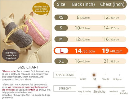 2 Pack Dog Sweaters for Small Dogs - Puppy Medium/Large Warm Clothes in Winter, Turtleneck Pullover Design for Boy Girl Pet, Doggie, Cat, Kitten Chihuahua Bulldog Pug Beagles (L, Grey, Beige) - PAWPICO